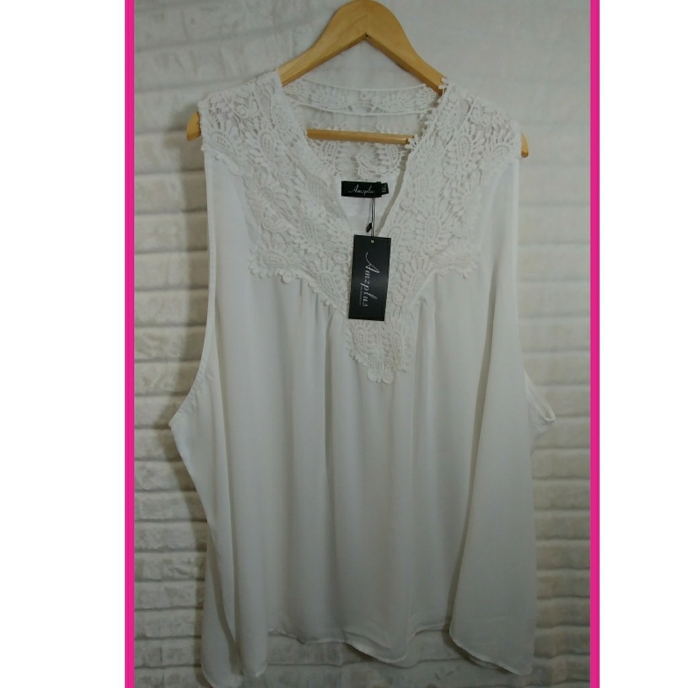 🆕➕ NWT AMZPlus💜 white sheer top